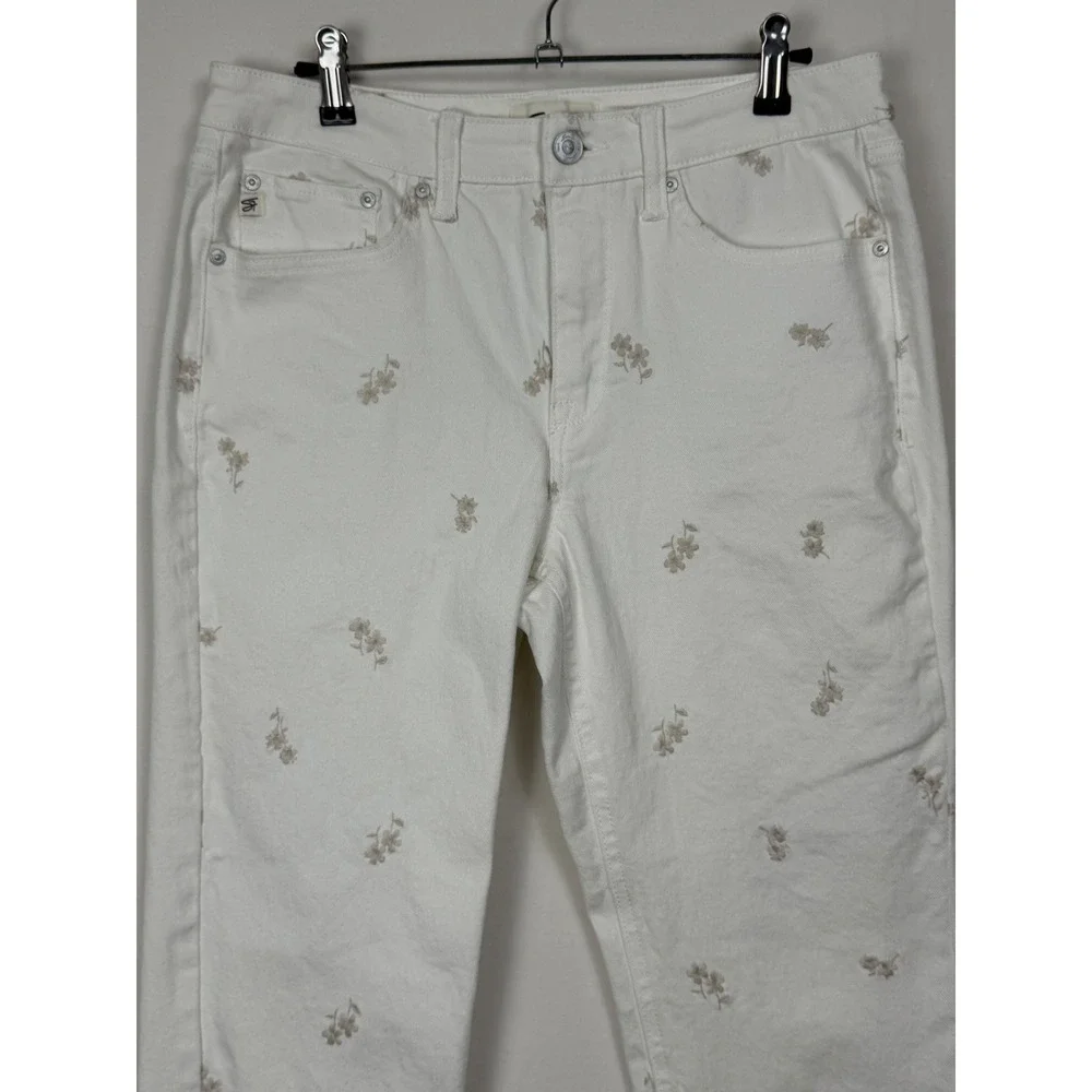 Seven7 Floral Embroidered Skinny‎ Jeans Womens 6 White Excellent High Rise Pants